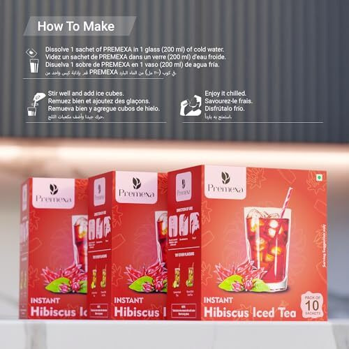 Premexa Instant Iced Tea | Energetic Refreshment | Simply Mix With Water For An Invigorating Drink | Hibiscus | Guava Chili And Lemon