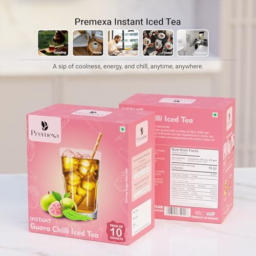 Premexa Instant Iced Tea | Energetic Refreshment | Simply Mix With Water For An Invigorating Drink | Hibiscus | Guava Chili And Lemon