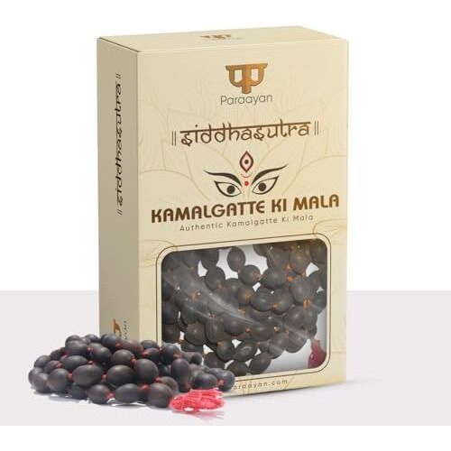 Paraayan Natural Pure Kamalgatte Ki Mala With 108 Beads |Made With Authentic Lotus Beads For Meditation, Jaap Mala| Thamarai Mani Mala | Pack Of 1