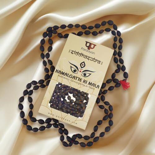 Paraayan Natural Pure Kamalgatte Ki Mala With 108 Beads |Made With Authentic Lotus Beads For Meditation, Jaap Mala| Thamarai Mani Mala | Pack Of 1