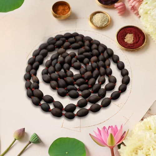 Paraayan Natural Pure Kamalgatte Ki Mala With 108 Beads |Made With Authentic Lotus Beads For Meditation, Jaap Mala| Thamarai Mani Mala | Pack Of 1