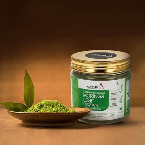 Aayurja Moringa Leaf Powder | Organic Superfood With Natural Vitamins, Minerals & Antioxidants | Energy, Immunity & Detox Support | Vegan, Gluten-Free, Chemical-Free | 100G
