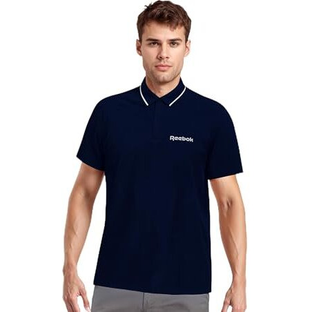 Reebok Men's Navy Polo T Shirt |Casuals | Essential Cotton Polo | Polo/Collar | Regular Fit | Half Sleeve | 100% Cotton