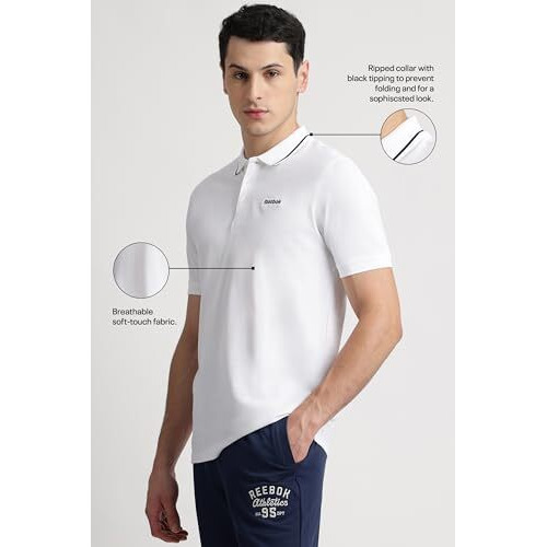Reebok Men's White Polo T Shirt |Casuals | Essential Cotton Polo | Polo/Collar | Regular Fit | Half Sleeve | 100% Cotton