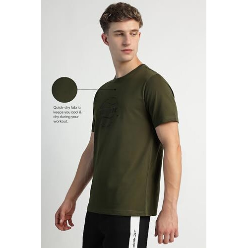 Reebok Men's Regular Fit T-Shirt (Emlc14_Kombu Green
