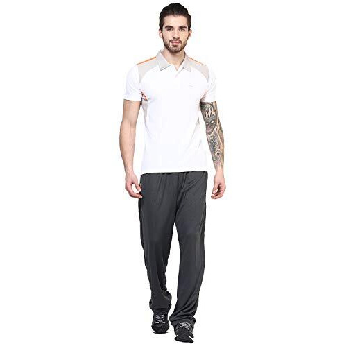 Berge' Men's Instadry Dryfit Slim Fit Polyester Mid Rise Track Pant With Secure Zipper Side Pockets For Sports Exercise Gym Running Dark Grey, Large
