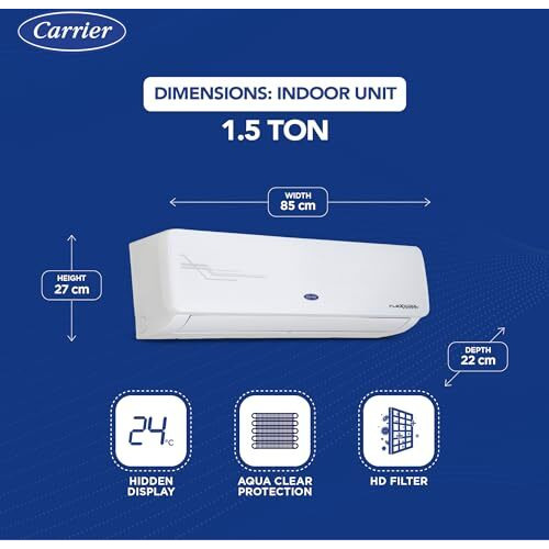 Carrier 1.5 Ton 3 Star Ai Flexicool Inverter Split Ac (Copper, Convertible 6-In-1 Cooling,High Density Filter, Auto Cleanser, 2024 Model,Ester Neo Exi+, Cai18Er3R34F0,White)
