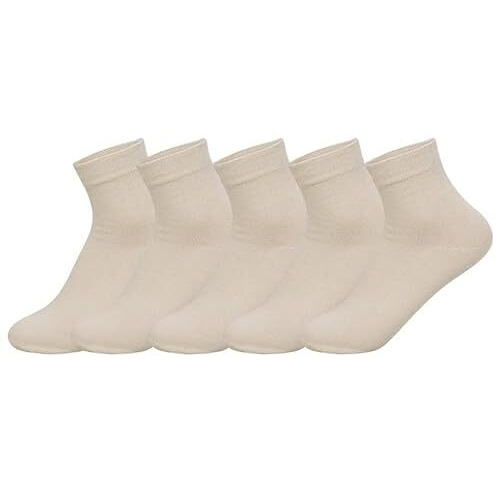 Supersox Women's Cotton Ankle Length Socks (Pack Of 5) (Wccd0089_Beige_Free Size)