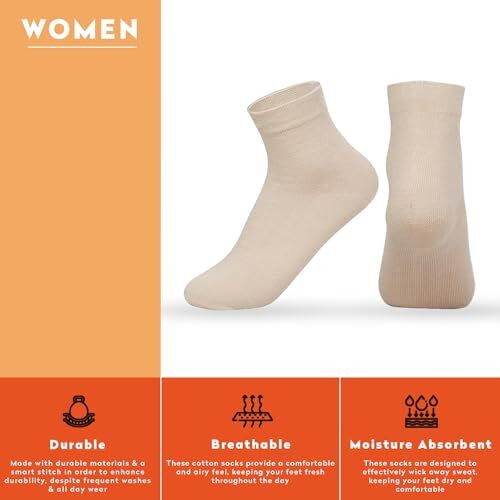 Supersox Women's Cotton Ankle Length Socks (Pack Of 5) (Wccd0089_Beige_Free Size)