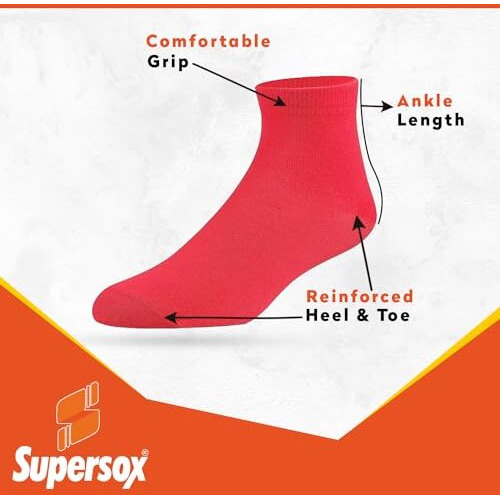 Supersox 5 Pairs Neon Ankle Cotton Socks For Women - Free Size, Multicolour Pack Of 5