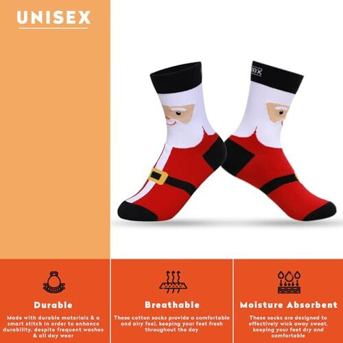Supersox Christmas Crew Socks For Men & Women - Breathable Combed Cotton - Sweat Absorbent - Anti Odour, Ideal For Gifts, Free Size, Pack Of 4 (Santa, Reindeer, Snow Flakes & Polka Dots)