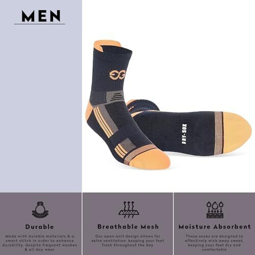 Supergear Polyester Marathon Running Multi Featured Ankle Length Socks For Men Pack Of 3 (Colour Style 1), Multicolour