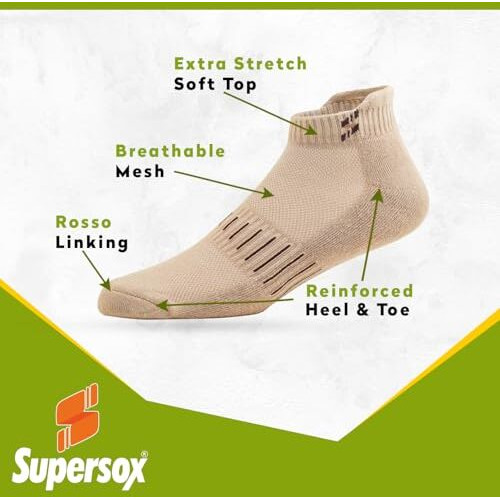 Supersox Bamboo Ankle Ankle Length Socks For Men Made Of Sustainable & Eco Friendly Material - Athletic Softer Than Cotton Socks, Anti Odour - Ideal Forsports, Gym & All Day Wear (Pack Of 3), Beige