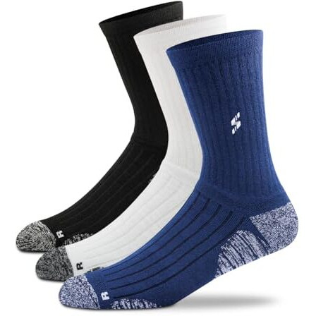 Supersox Men Socks Full Calf Length All Purpose Compression Cushion Socks|Thick Towel Pure Cotton|Combo Pack 3 (Solid Color 2), Multicolor