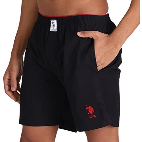 U.S. Polo Assn. Mens Pure Cotton Brushed Elastic I108 Boxers - Pack Of 1 (Black Xl)
