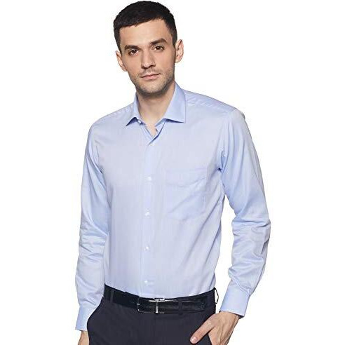 Van Heusen Men's Regular Fit Shirt (Vhsf1M76828_Medium Blue Solid 40)