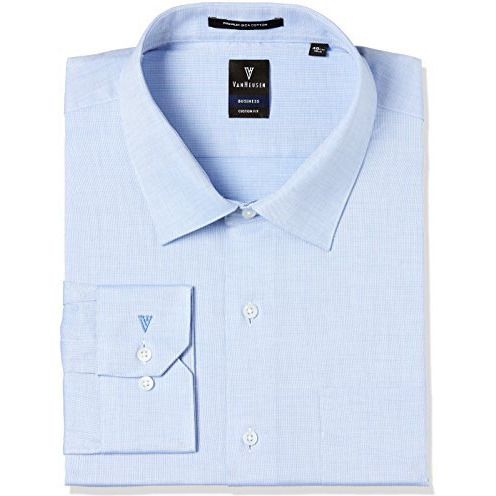 Van Heusen Cotton Men's Solid Regular Fit Formal Shirt (Vhsf1M76828_Blue_48)
