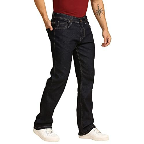 High Star Men's Bootcut Fit Mid Rise Jeans (Hsmjns1923_32_Blue