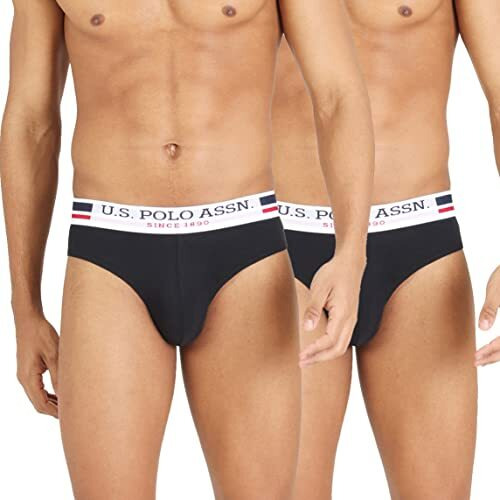 U.S. Polo Assn. Men's Plain Cotton Brief (I006-002-P2_Black_Medium) (Color & Prints May Vary)
