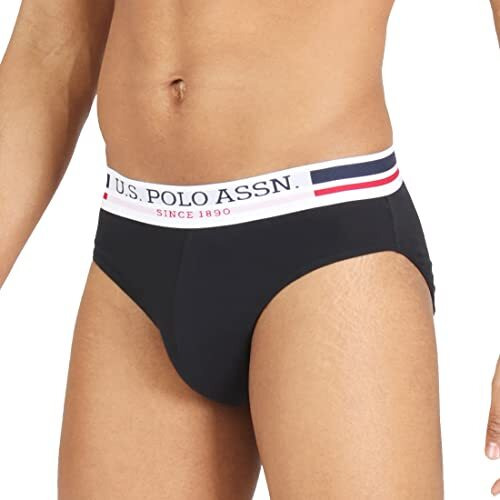U.S. Polo Assn. Men's Plain Cotton Brief (I006-002-P2_Black_Medium) (Color & Prints May Vary)