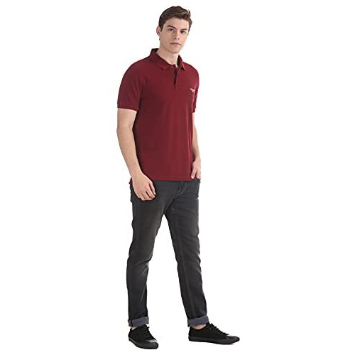U.S. Polo Assn. Men's Ribbed Collar Pure Cotton Slim Fit Polo Shirt (Usts5800_Pomegranate_Xl)
