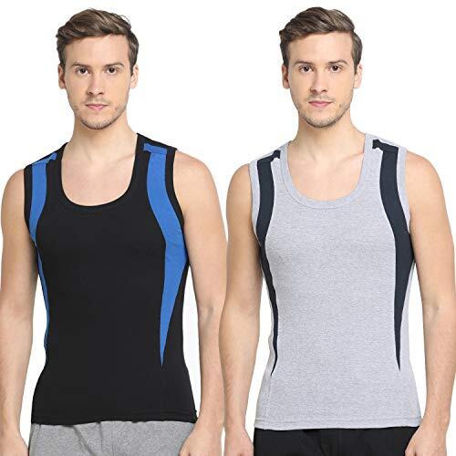 Dixcy Scott-Men-Innerwear-(Category)-Vest-(Style Id)-K1-Pr44937-(Color)-Grey Melange With Navy & Black - Royale Blue-Pack Of2-(Size)Xl