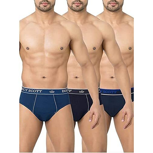 Dixcy Scott Men's Cotton Brief (Pack Of 3) (K1 - Pr47896_Black, Navy, Dark Grey_X-Large_Black_Xl)