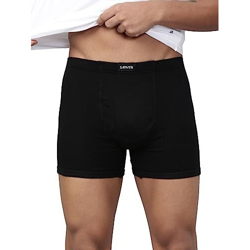 Levi's Men's Cotton 100 Ca Regular Fit Solid Boxer (Pack Of 1) (010-Boxer Brief-Blk-P1_Black_L)