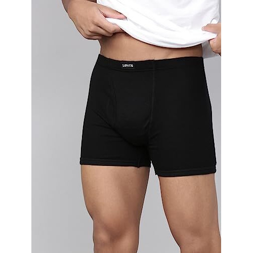 Levi's Men's Cotton 100 Ca Regular Fit Solid Boxer (Pack Of 1) (010-Boxer Brief-Blk-P1_Black_L)
