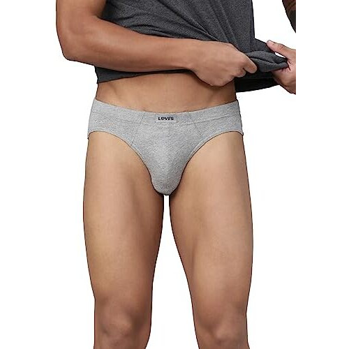 Levi's Cotton Men's 100 Ca Regular Solid Brief (Pr71986_Lt. Grey Melange_M)