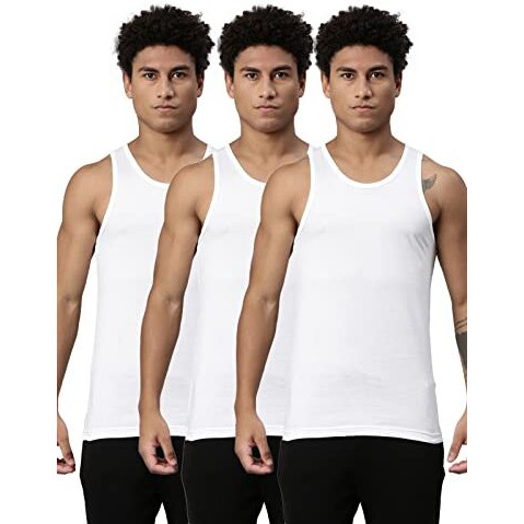 Levi's Men's Cotton Style 012 Classic Regular Fit Solid Vest (Pack Of 3, 012-Vest-Wht- White P3_L)