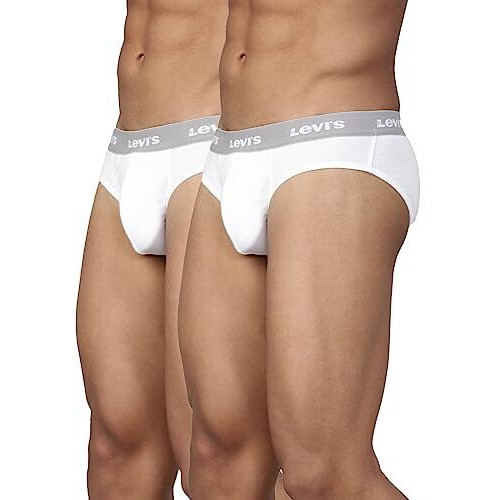 Levi's Men's Cotton Style 002 Classic Regular Fit Solid Brief (Pack Of 2) (002-Brief-Wht/Wht-P2_White_M)