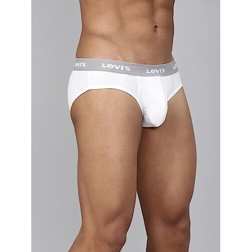 Levi's Men's Cotton Style 002 Classic Regular Fit Solid Brief (Pack Of 2) (002-Brief-Wht/Wht-P2_White_M)