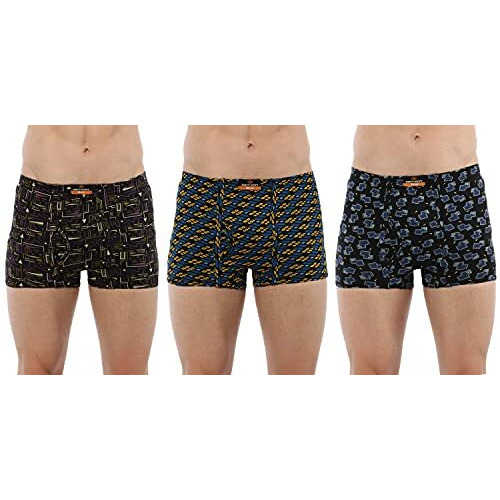Dixcy Scott Men's Cotton Trunks Assorted(Pack Of 3) (Crazytrunkp3_Multicolor_2Xl)