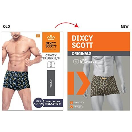 Dixcy Scott Men's Cotton Trunks Assorted(Pack Of 3) (Crazytrunkp3_Multicolor_2Xl)