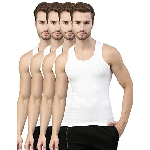 Dixcy Scott-Men-Innerwear-(Category)-Vest-(Style Id)-Pr12711Vs-(Color)-White-Pack Of4-(Size)M