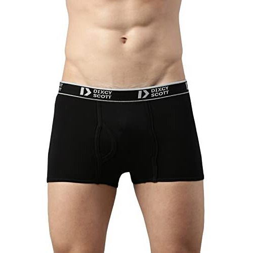 Dixcy Scott Cotton MenS Trunk Snug Fit Solid Innerwear (Pack Of 4) Regular (Pr127101, Black, Dark Grey_Large)