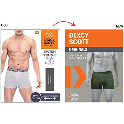 Dixcy Scott Cotton Originals Mens Trunk Snug Fit Solid Innerwear - Swish Trunk (Black/Grey Mel/Navy - Pack Of 3 )-M