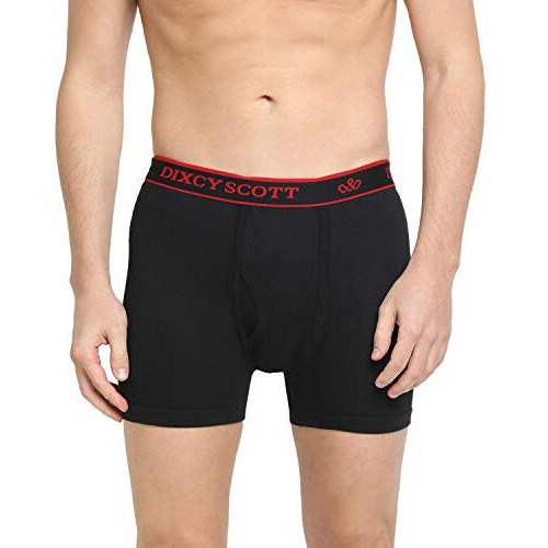 Dixcy Scott Pure Cotton MenS Long Trunk Comfort Fit Solid Innerwear Outer Elastic With Spandex (Pack Of 3) (Cross_Navy/Gry Mel/Black_L)