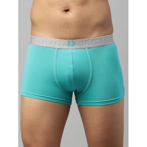 Dixcy Scott Maximus Mens Cotton Maxmius Solid Mid Rise Body Fit Innerwear - Elate Trunk(Black And Emerald - Pack Of 2)-Medium