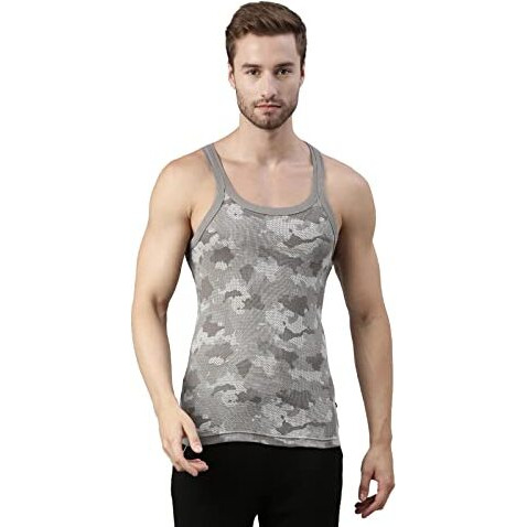Dixcy Scott Men's Regular Fit Vest Ghost Grey/Navy M (Pack Of 2)