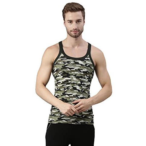 Dixcy Scott Maxmius Mens Solid 100% Cotton Sleeves Round Neck Cotton Regular Fit Vest - Impel Vest(Olive - Black - Pack Of 2), Medium