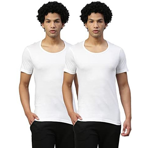 Dixcy Scott Men's Cotton Regular Fit Vest White/White M (Pack Of 2), Medium