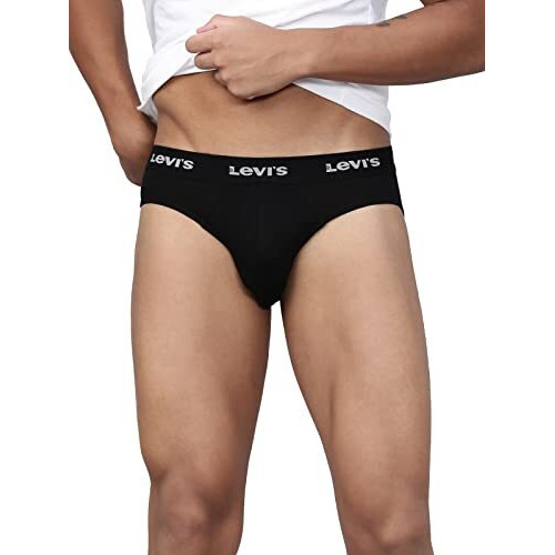 Levi's Men's Cotton Style 009 Neo Regular Fit Solid Brief (Pack Of 1) (009-Brief-Blk-P1_Black_L)