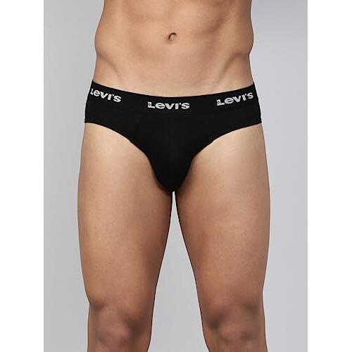 Levi's Men's Cotton Style 009 Neo Regular Fit Solid Brief (Pack Of 1) (009-Brief-Blk-P1_Black_L)