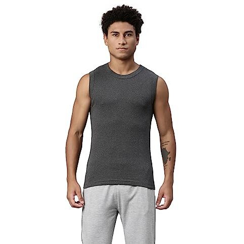 Levi's Cotton Men's Style 014 Gym Regular Fit Solid Vest (014-Vest-Dk Gmel-P1_Dark Grey Melange_Large)
