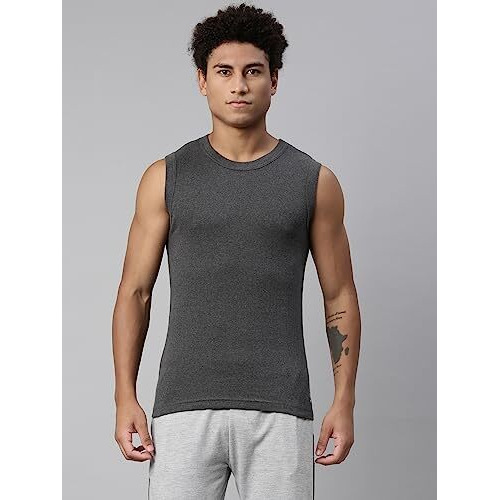 Levi's Cotton Men's Style 014 Gym Regular Fit Solid Vest (014-Vest-Dk Gmel-P1_Dark Grey Melange_Large)