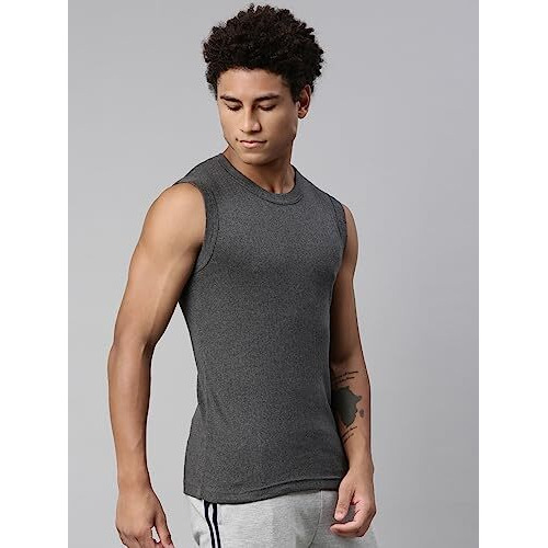 Levi's Cotton Men's Style 014 Gym Regular Fit Solid Vest (014-Vest-Dk Gmel-P1_Dark Grey Melange_Large)