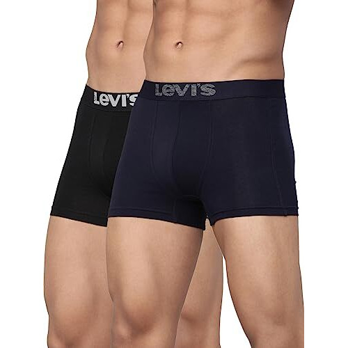 Levi's Men's Cotton Style 018 Neo Regular Fit Solid Trunk (Pack Of 2) (018-Trunk-Blk/Navy-P2_Black, Navy_M)