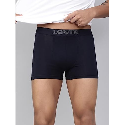 Levi's Men's Cotton Style 018 Neo Regular Fit Solid Trunk (Pack Of 2) (018-Trunk-Blk/Navy-P2_Black, Navy_M)